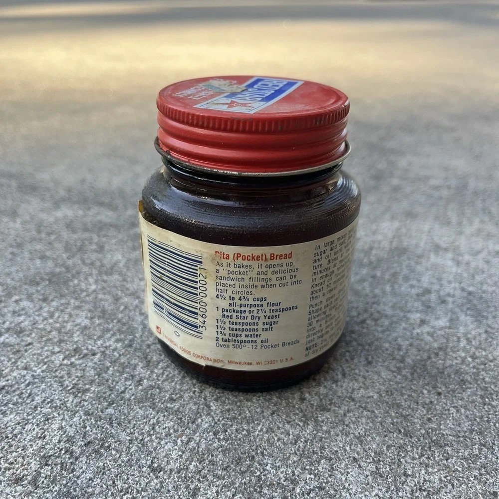 Vintage Red Star Instant Blend Active Dry Yeast 4 oz Jar, Exp Dec 1981
